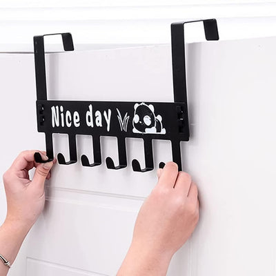 Heavy-duty Carbon Steel Door Hook Hanger Rack (2 Pc  6 Hook  Black) - second image