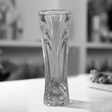 Modern crystal clear vase for elegant flower arrangements.