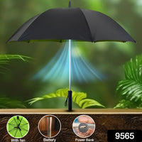 Sun Umbrella With Inside Fan  Power Bank Umbrellas For Summer (1 Pc) - LootFaat