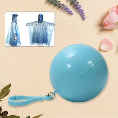 Disposable Raincoat For Kids With Hood And Attachable Round Case Clear Plastic Raincoats For Emergency Girls Boys Disposable Emergency Ball Raincoat For Traveling And Outdoor Activities (1 Pc  Multicolor)