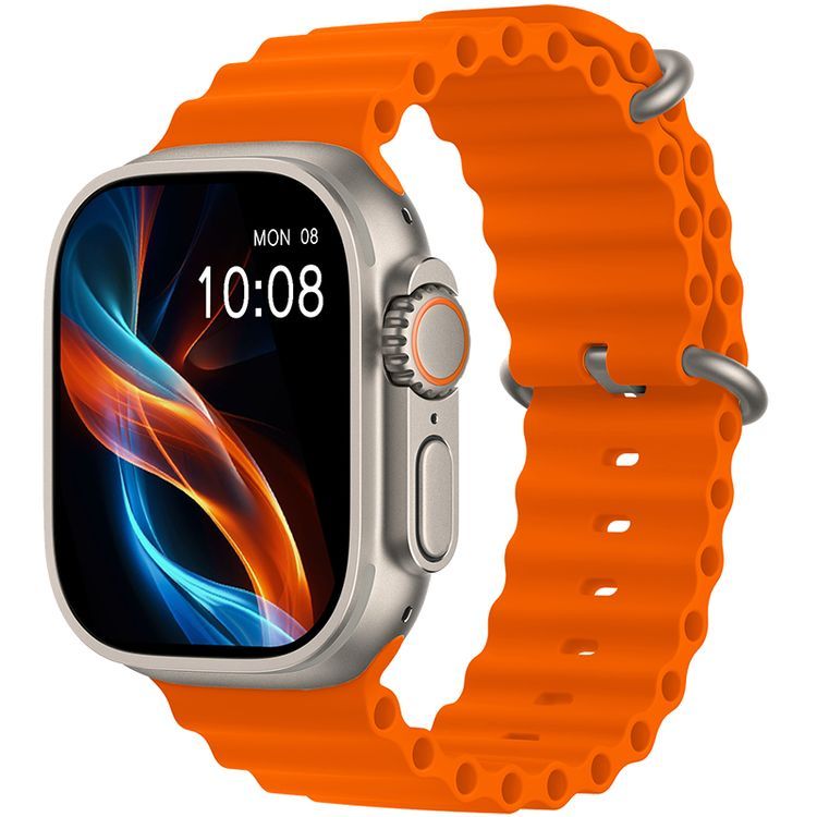 T800 Ultra Biggest Display Smart Watch with Bluetooth Calling Smart Watch Wireless Magnetic Charger Fitness Hd Display Smartwatch (Free Size) (Orange)