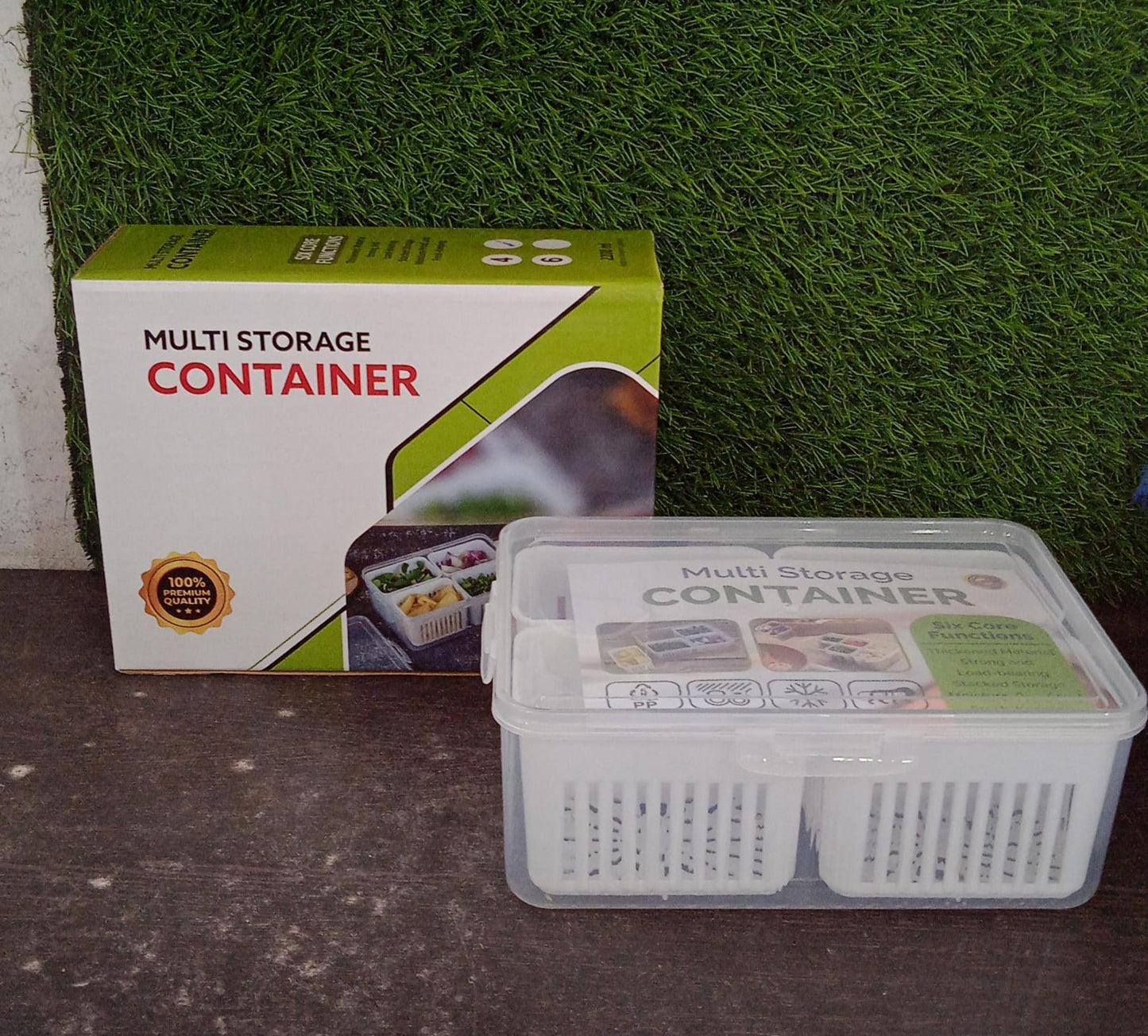 Fridge Storage Container with Drain | Vegetable & Food Organizer (1 Pc)