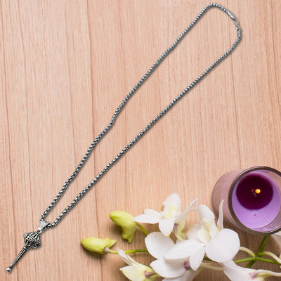 Hanuman Gada Pendant Necklace - Silver Bajrangi Chain - second image