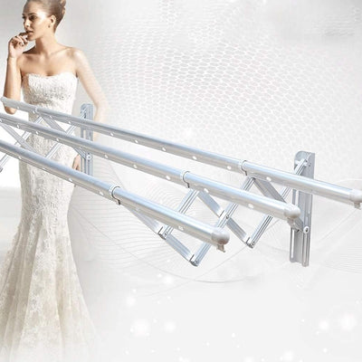 Wall Mounted Clothes Drying Rack - Extendable & Foldable Towel Rack - second image