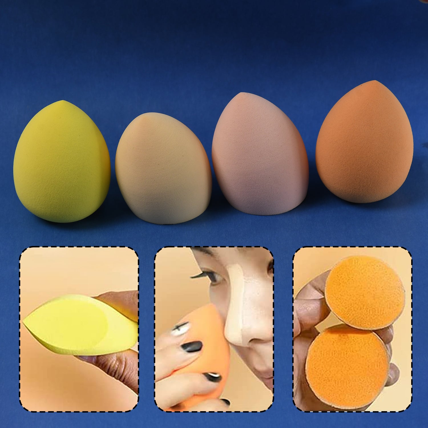 Makeup Sponges Set Perfect For Liquid Cream And Powder (4 Pcs Set With Case) - LootFaat
