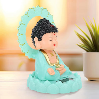 Plastic Solar Powered Moving Head Sitting Action Buddha Statue (1 Pc) - second image