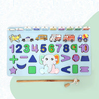 Wooden Number Puzzle Match Board And Magnetic Rod - LootFaat