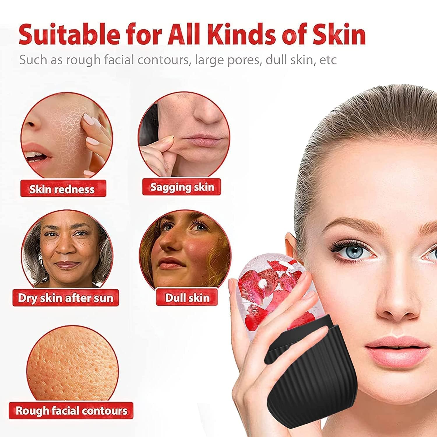 Face Ice Roller  Ice Roller For Face  Ice Roller For Face Massager  Face Ice Treatment Reduce Face Swelling And Under Eye Puffiness (Black) - LootFaat