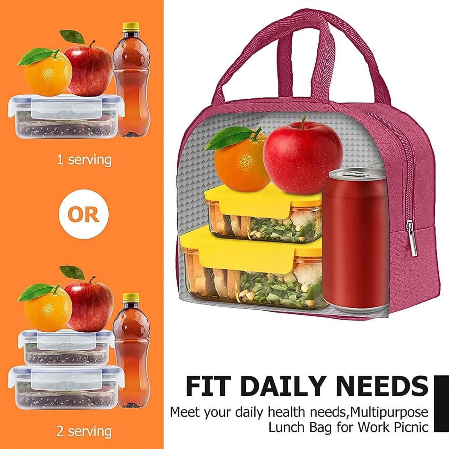 Lunch Box Bag For Women Men Insulated Lunch Bag With Zipper (1 Pc) - LootFaat