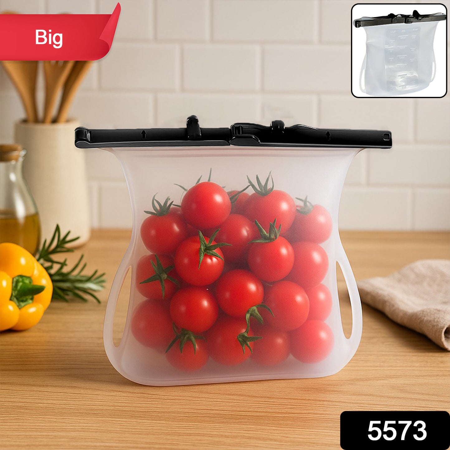 Reusable Silicone Food Storage Bags - Leakproof Freezer & Sandwich Bags (1 Pc)