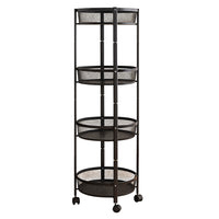 4-layer Round Metal Mesh Storage Organizer Rack With Wheels (1 Pc)