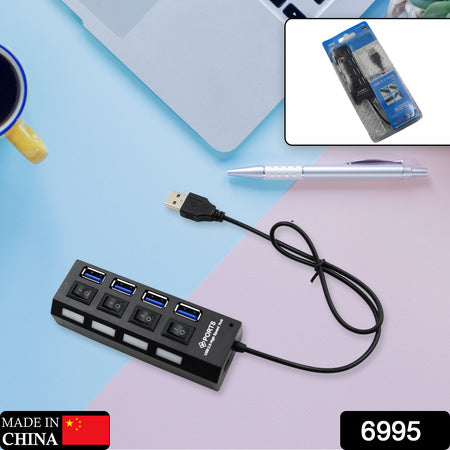 4 Port Usb Hub Usb 2.0 Hub Splitter High Speed With Onoff Switch Multi Led Adapter Compatible With Tablet Laptop Computer Notebook - LootFaat