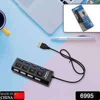4 Port Usb Hub Usb 2.0 Hub Splitter High Speed With Onoff Switch Multi Led Adapter Compatible With Tablet Laptop Computer Notebook - LootFaat