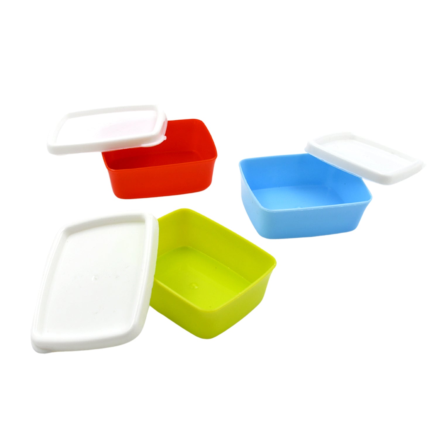 Plastic Airtight Containers Set Small Plastic Container Set Rectangular Plastic Food Pickle Fridge Containers Multicolor Kitchen Storage Container (3 Pcs Set) - LootFaat