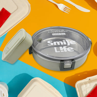 Miracle Stainless Steel Round Lunch Box With Small Plastic Box Insert Leak Proof Lunch Box With Transparent Lid Lunch Box For Kids  Adults For School Office (450 Ml + 250 Ml Approx) - second image