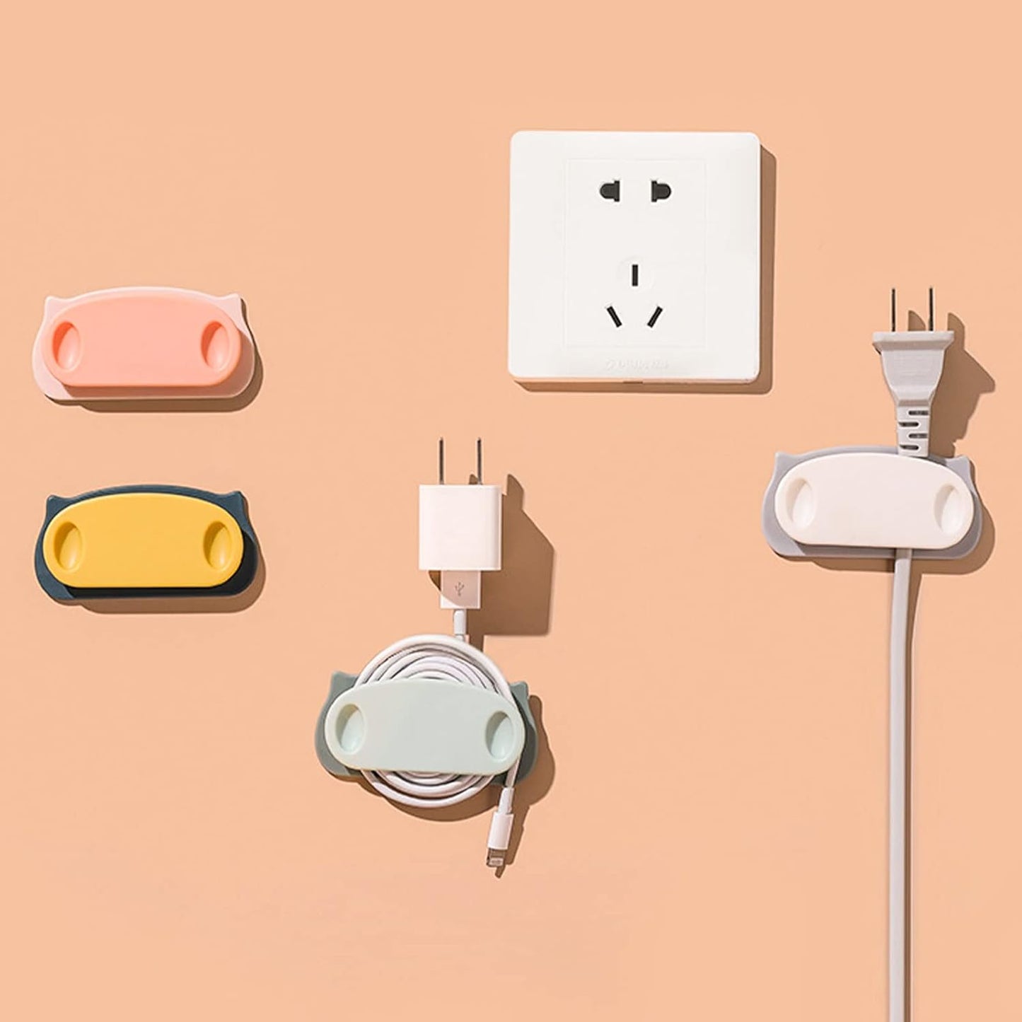 Pig Plug Wire Organizer Cable Holder Clips With Self-adhesive Pad (4 Pcs Set) - LootFaat