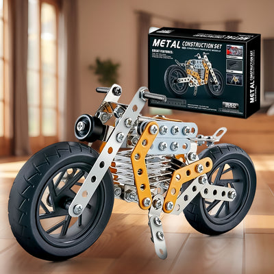 Metal DIY Motorcycle Model Kit - 162 Pieces Construction Set