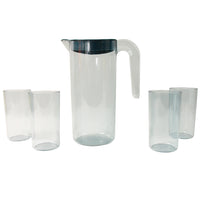 Apex Crystal Premium Jug With Lid  4 Pcs Glass (1500 Ml  300 Ml Approx  5 Pcs Set)