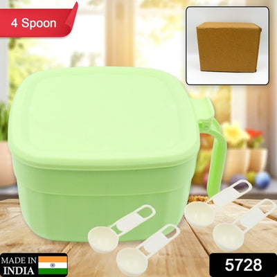 4-Compartment Dry Fruit & Snack Storage Container with Spoons