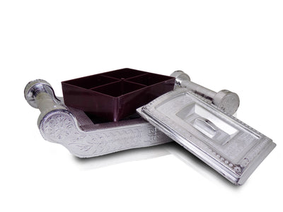 Multipurpose 4 Section Royal Design Silver Storagegift Box - second image