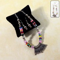 Premium Multicolor Beaded Oxidised Necklace (1 Pc Set)