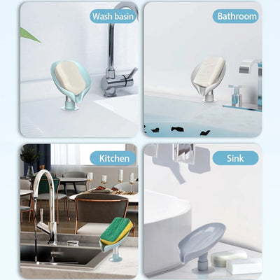 Self Draining Soap Holder For Bathroom Leaf Shape Soap Dish Kitchen Soap Tray - second image