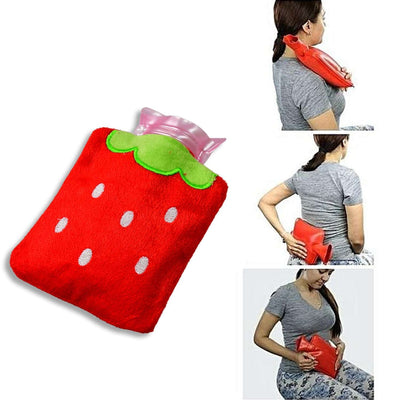 Strawberry Small Hot Water Bag With Cover For Pain Relief Neck Shoulder Pain And Hand Feet Warmer Menstrual Cramps. - second image