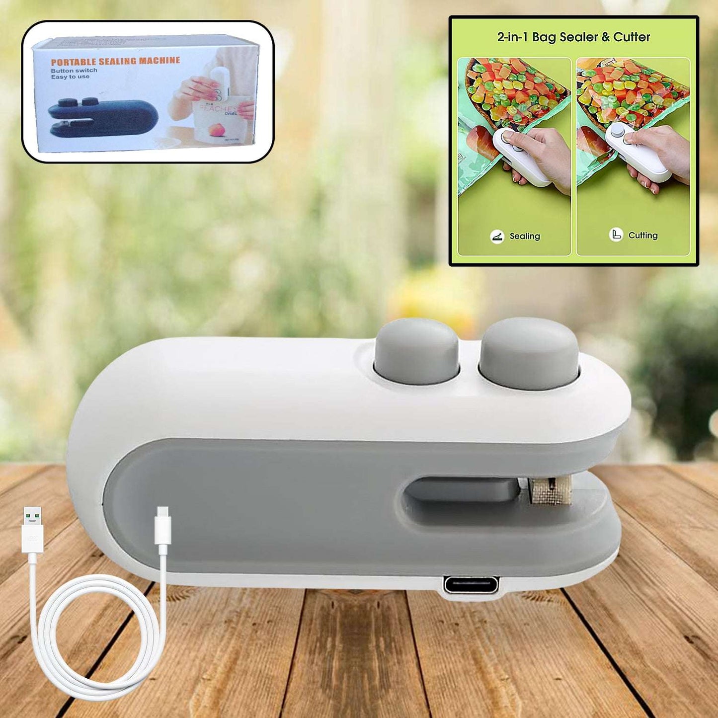 2-in-1 Mini Bag Sealer & Cutter - Rechargeable Food Sealer