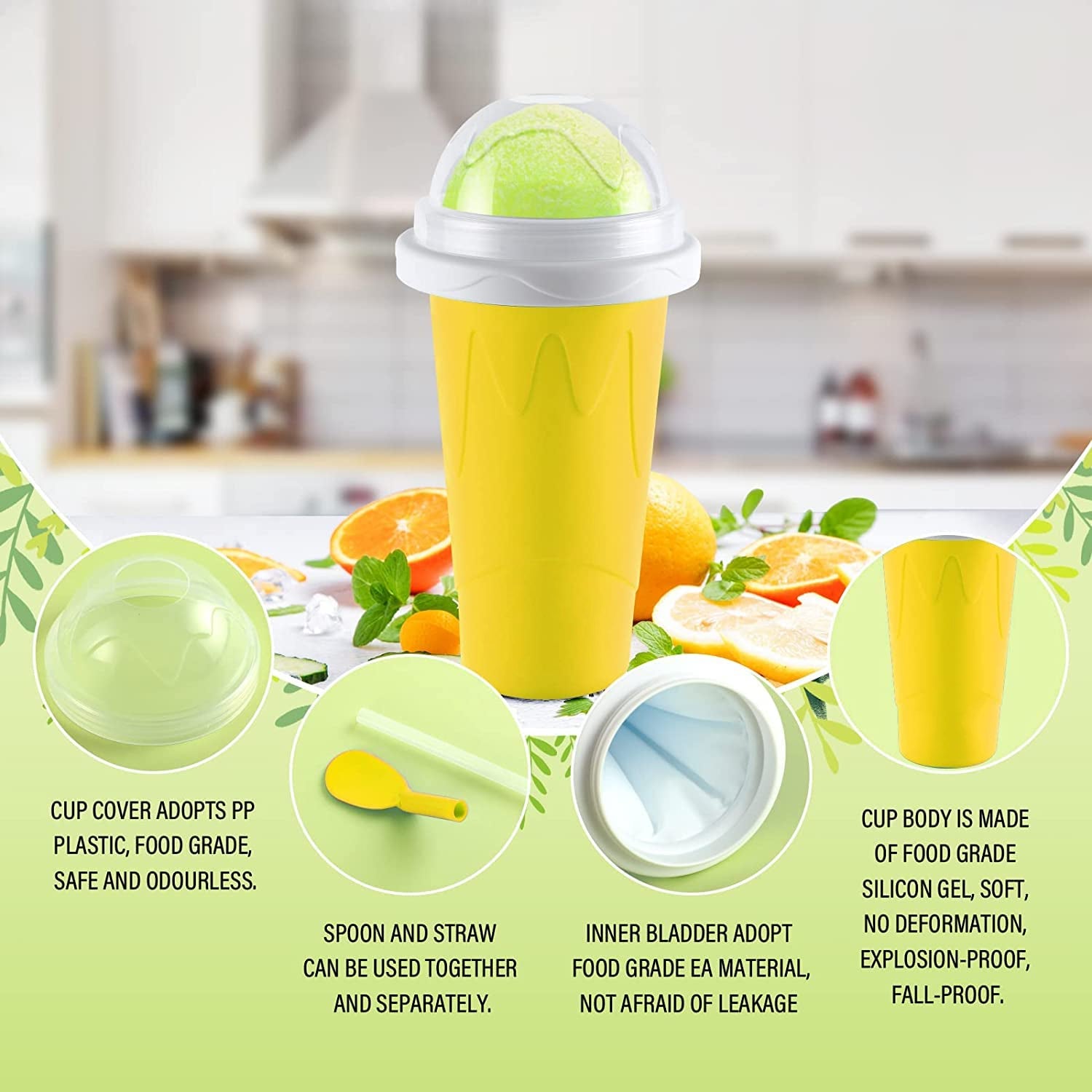 Smoothies Maker Cup Magic Quick Frozen Smoothies Cup Cooling Cup Double Layer Squeeze Cup Slushy Maker (1 Pc) - LootFaat