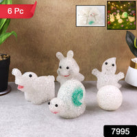 7995 Multi Shape Small Light Lamps Led Shape Crystal Night Light Lamp (6 Pc Set)