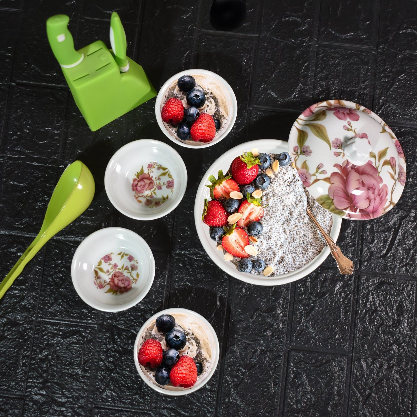 2738 5 Pc Pudding Set Used As A Cutlery Set For Serving Food Purpos... Home & Kitchen product overview