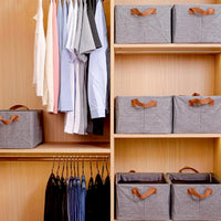 Foldable Storage Box with Lid & Handles - Linen Fabric (45cm)