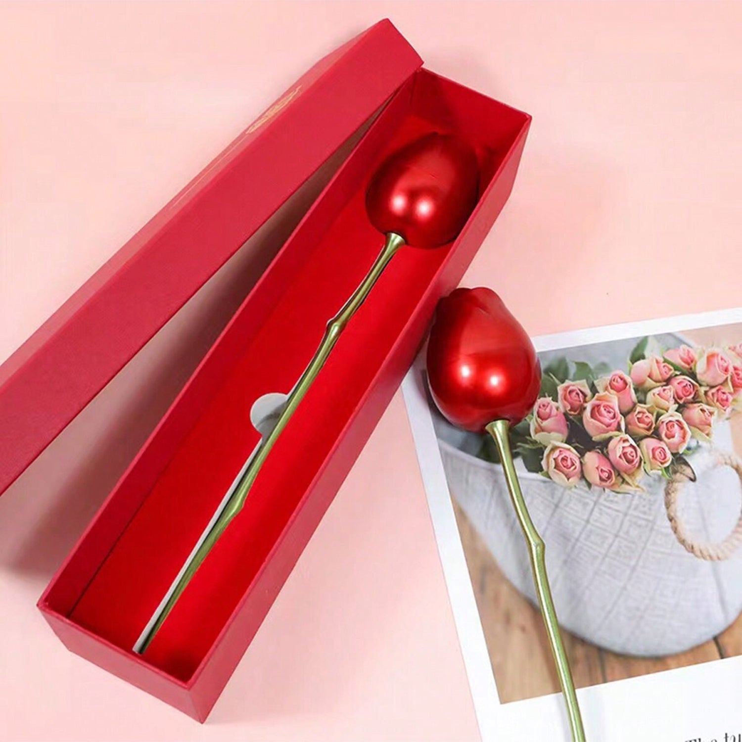 Metal Red Rose Couple Jewelry Box-fancy Jewelry Box (1 Pc) - LootFaat