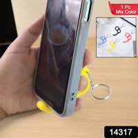 2-in-1 Plastic Dual-finger Mobile Stand Cum Keyring  (1 Pc Mixed Color)