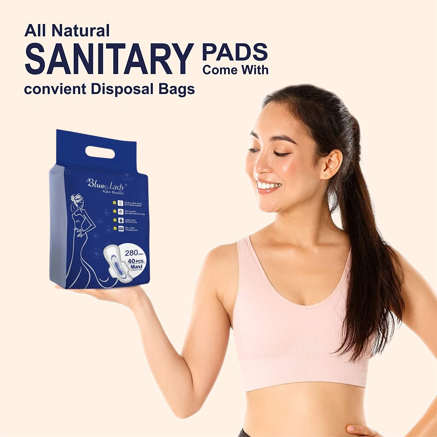 Blue Lady Extra Long Pads With Wides Wings Sanitary Pads  320 Mm 40-pack - LootFaat