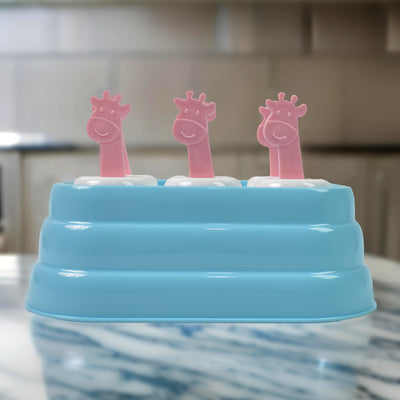 6 Cavity Popsicle Molds Plastic Giraffe Shape Ice Moulds (1 Pc) - second image