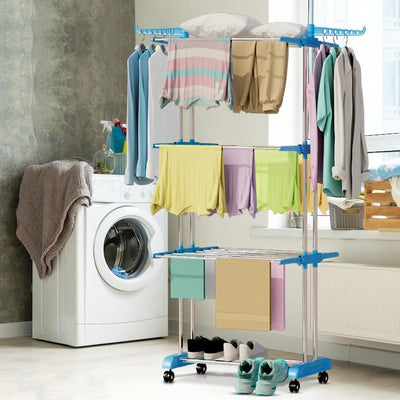 Heavy Duty 3-Tier Stainless Steel Foldable Clothes Drying Rack - second image
