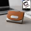 Leather  Stainless-steel Business Card Holder (1 Pc)