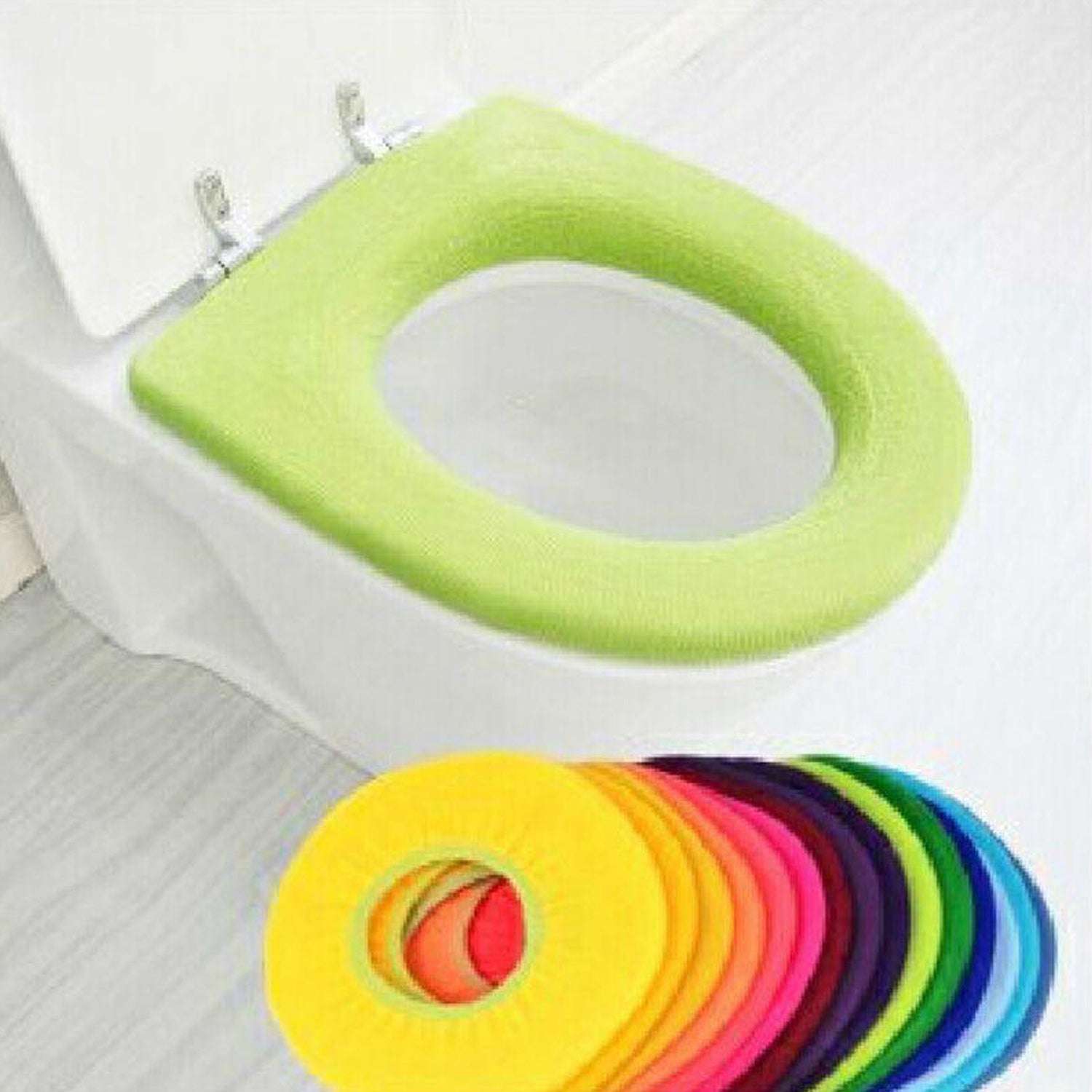 Bathroom Soft Thicker Warmer Stretchable Washable Cloth Toilet Seat Cover Pads (1pc) - LootFaat