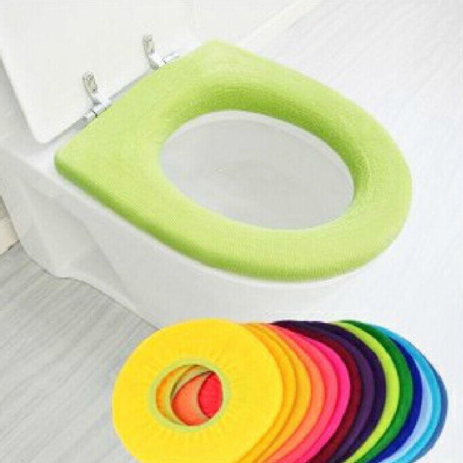 Bathroom Soft Thicker Warmer Stretchable Washable Cloth Toilet Seat Cover Pads (1pc) - LootFaat