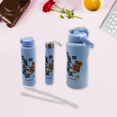 Cartoon Water Bottle Set - 3 BPA-Free, Leak-Proof Bottles for Kids