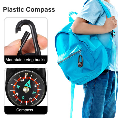 Mini Compass Carabiner Clip - Hiking, Camping, Outdoor Survival