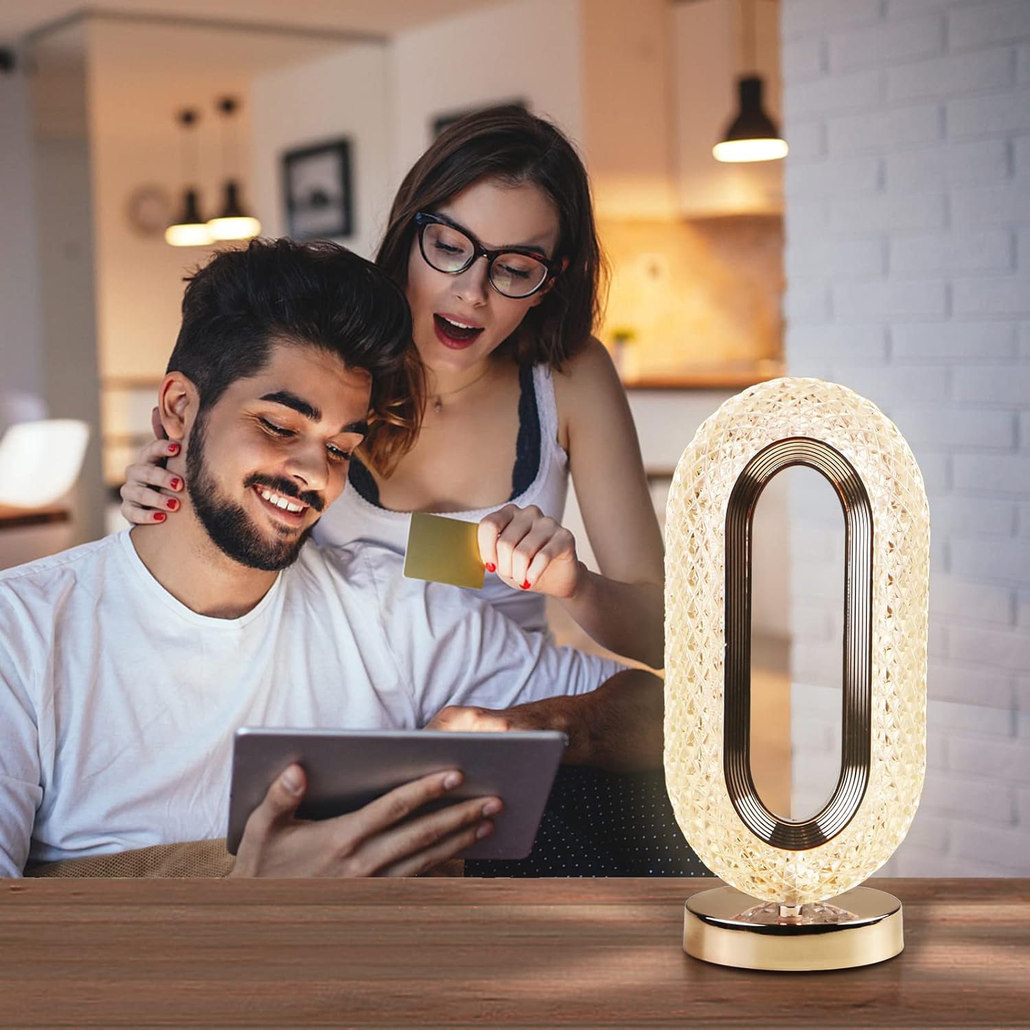 Touch Control Crystal Table Desk Lamp 3-way Dimmable Light Usb Rechargeable Crystal Diamond Table Lamp Exquisite Night Stand Light Lamp Beside Lamp For Bedroom Living Room Decorative Desk Lamp - LootFaat