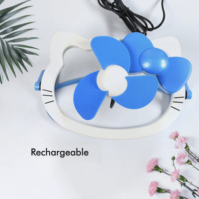 Hello Kitty Cartoon Fan Cute Bright Color Desktop Office Usb Mini Fan Personal Desktop Fan (Battery Not Include) - second image