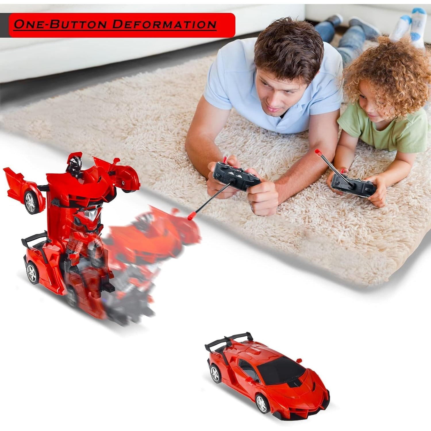 2 In 1 Automatic Robot Converted Remote Control Car With Light Scale 360drifting Deformation Robot Car Toy Kids Boys Robot Convertunique Toy For Boys (1 Pc) - LootFaat