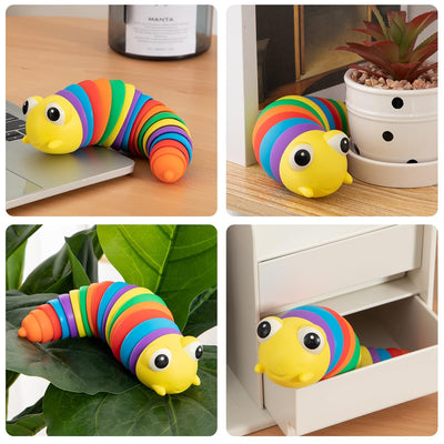Rainbow Slug Fidget Toy - Stress Relief Sensory Toy for Kids & Adults
