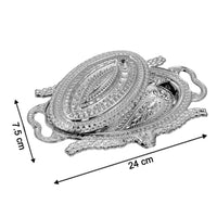 Plastic Peacock Dry Fruit Silver Finish Serving Tray - LootFaat