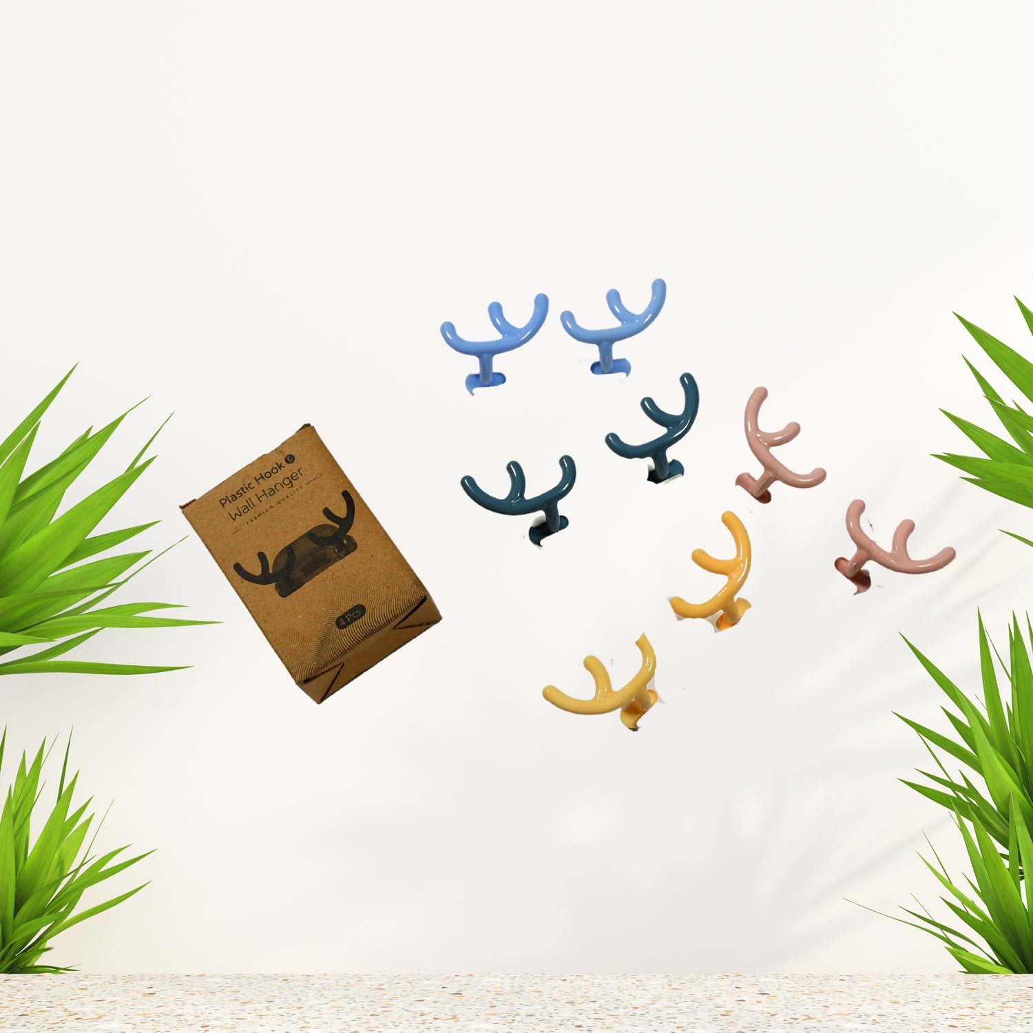 Plastic Wall Hanger Hook Wall Adhesive Hook Premium Quality Wall Hook (Pack Of 4pc) - LootFaat