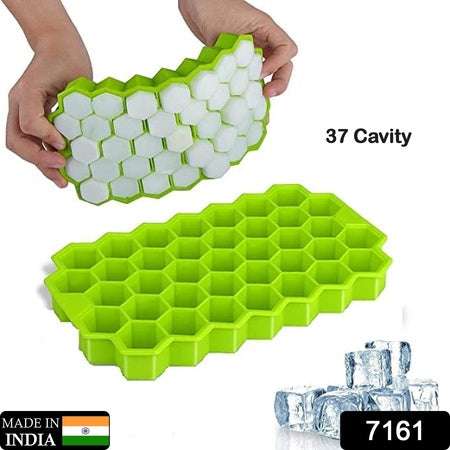 Flexible Silicone Honeycomb Design 37 Cavity Ice Cube Moulds Trays Small Cubes For Whiskey Tray For Fridge (Multicolor) - LootFaat