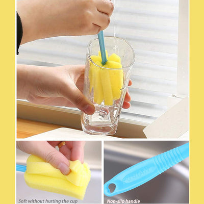 7443 Sponge Cup Washing Brush Washing Cup Milk Bottle Cleaning Brush Kitchen Brush Water Cup Tea Cup Brush Sponge Head Household Kitchen Cleaning Tool (20cm) - second image